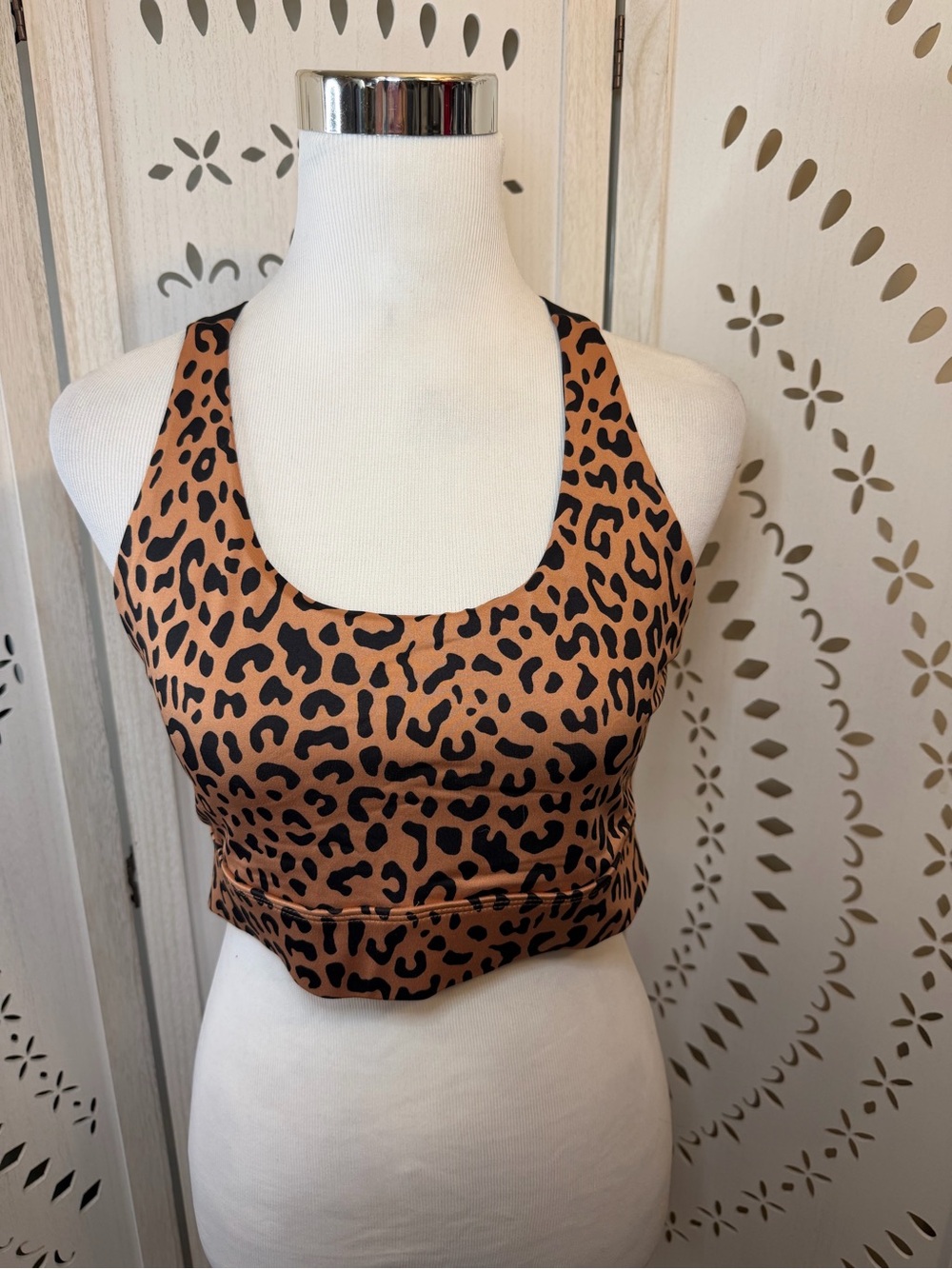 Leopard Print Racerback Crop Bralette Sports Bra